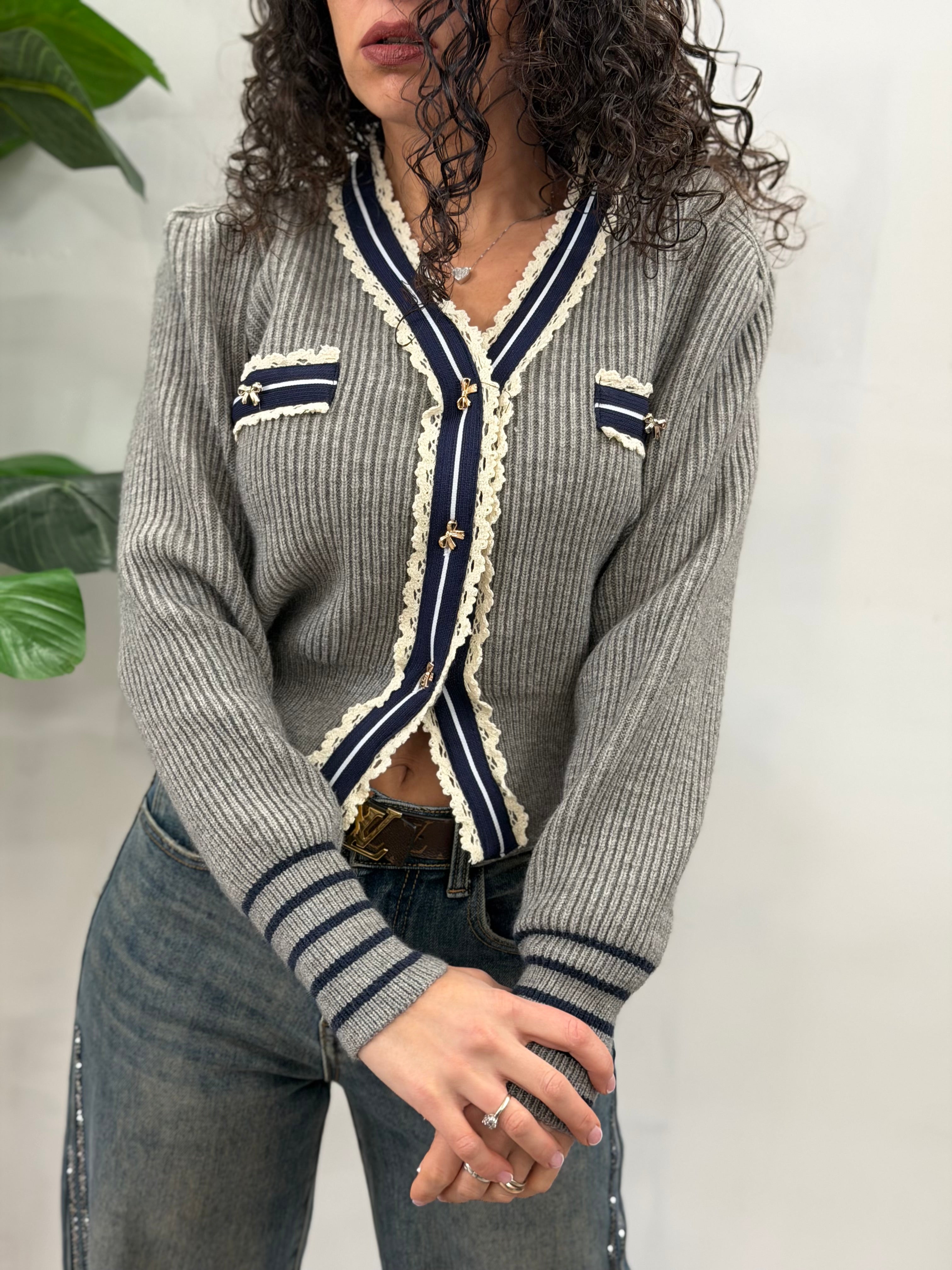 Cardigan Fiocchetti Grigio