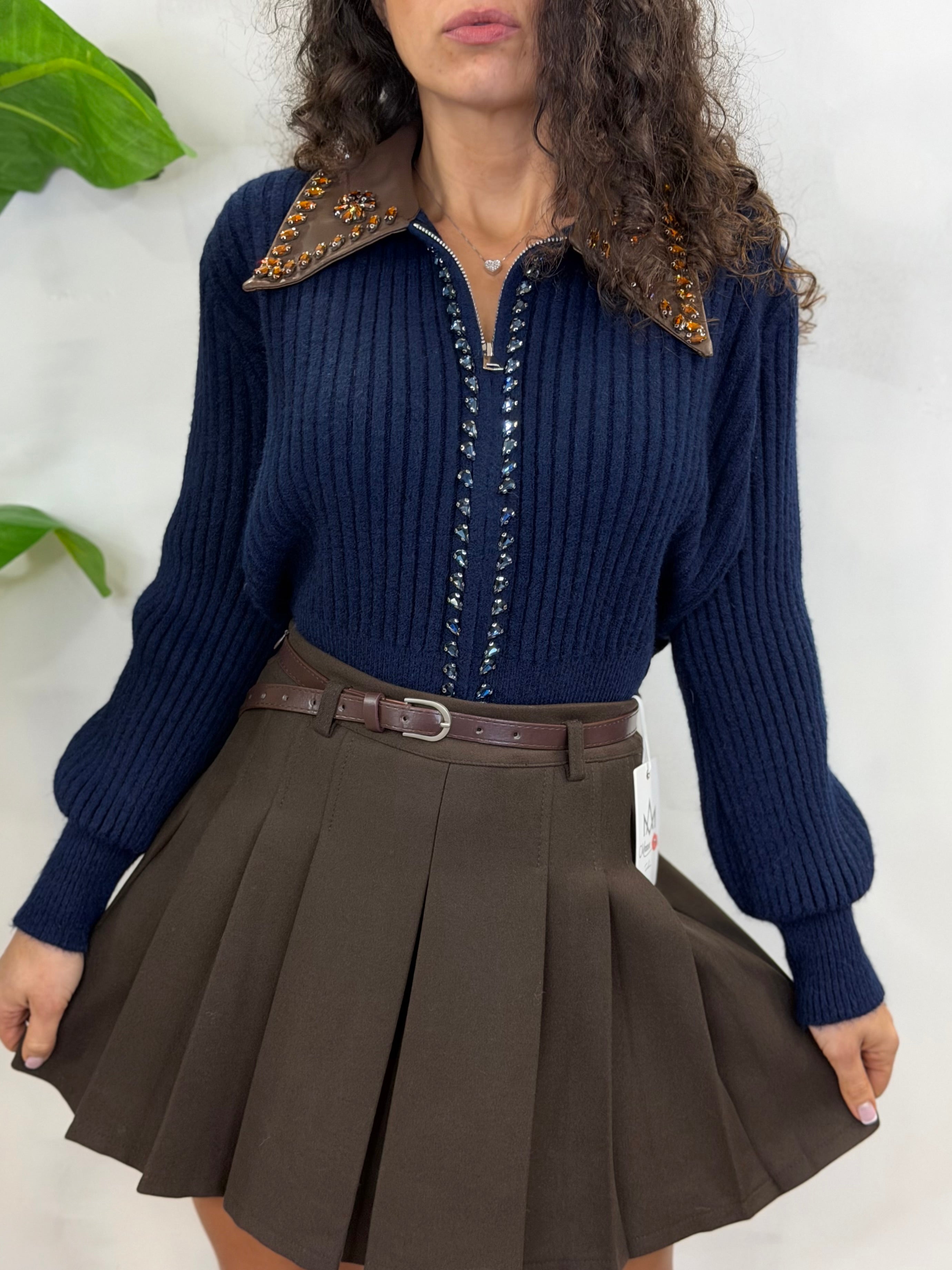 Pullover Zip Brilla Blu