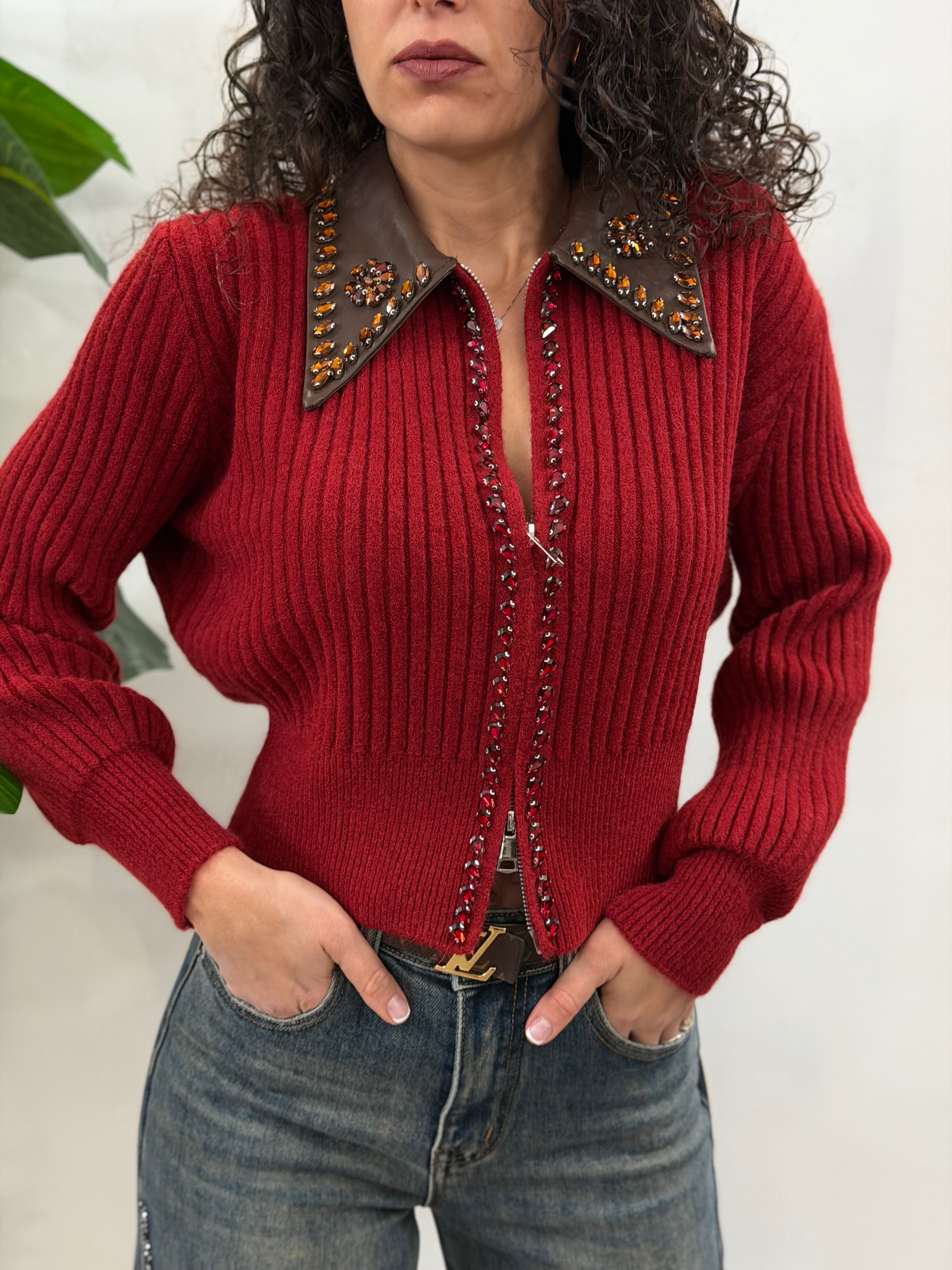 Pullover Zip Brilla Rosso