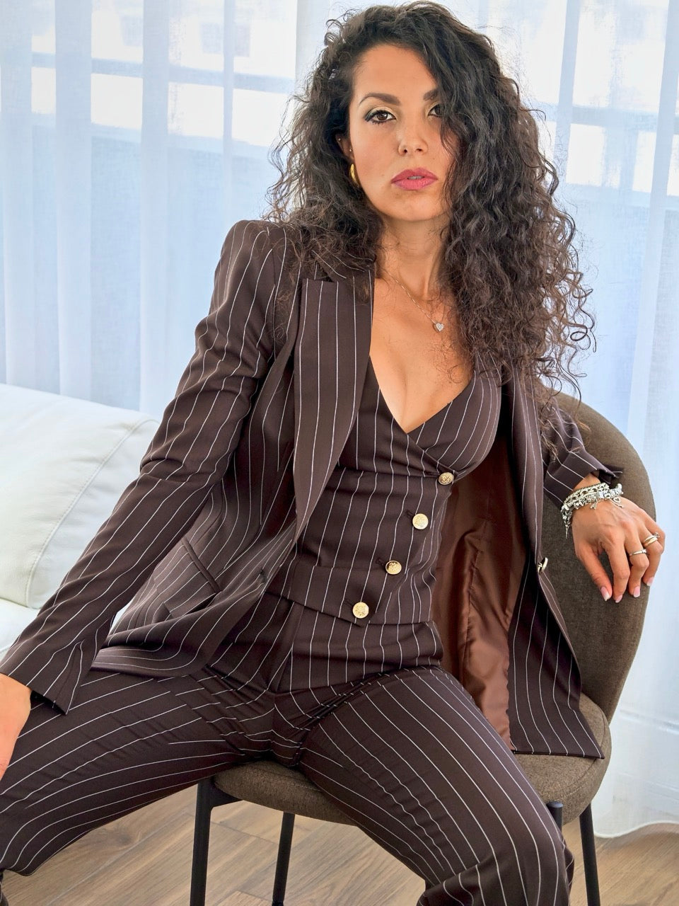 Tailleur Gessato Brown