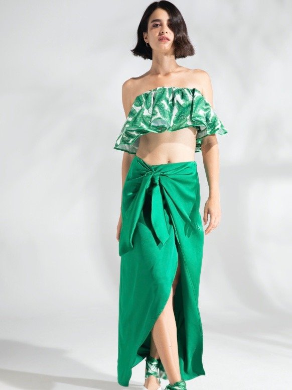 Giulia N. Gonna Satin Verde