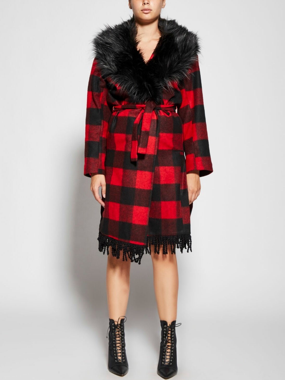 Giulia N. Cappotto Check con Frange