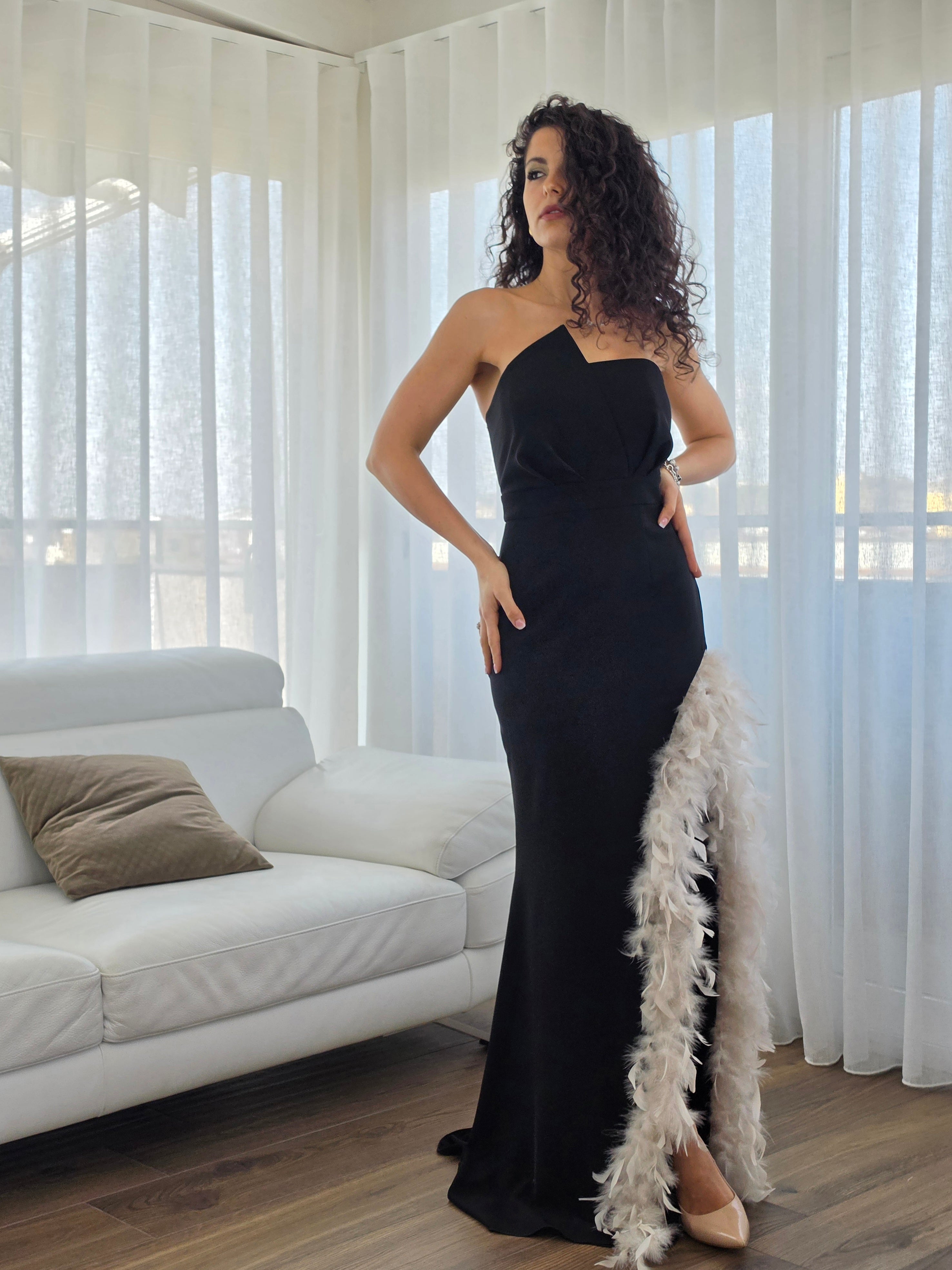 Miss You Abito Piume Nero