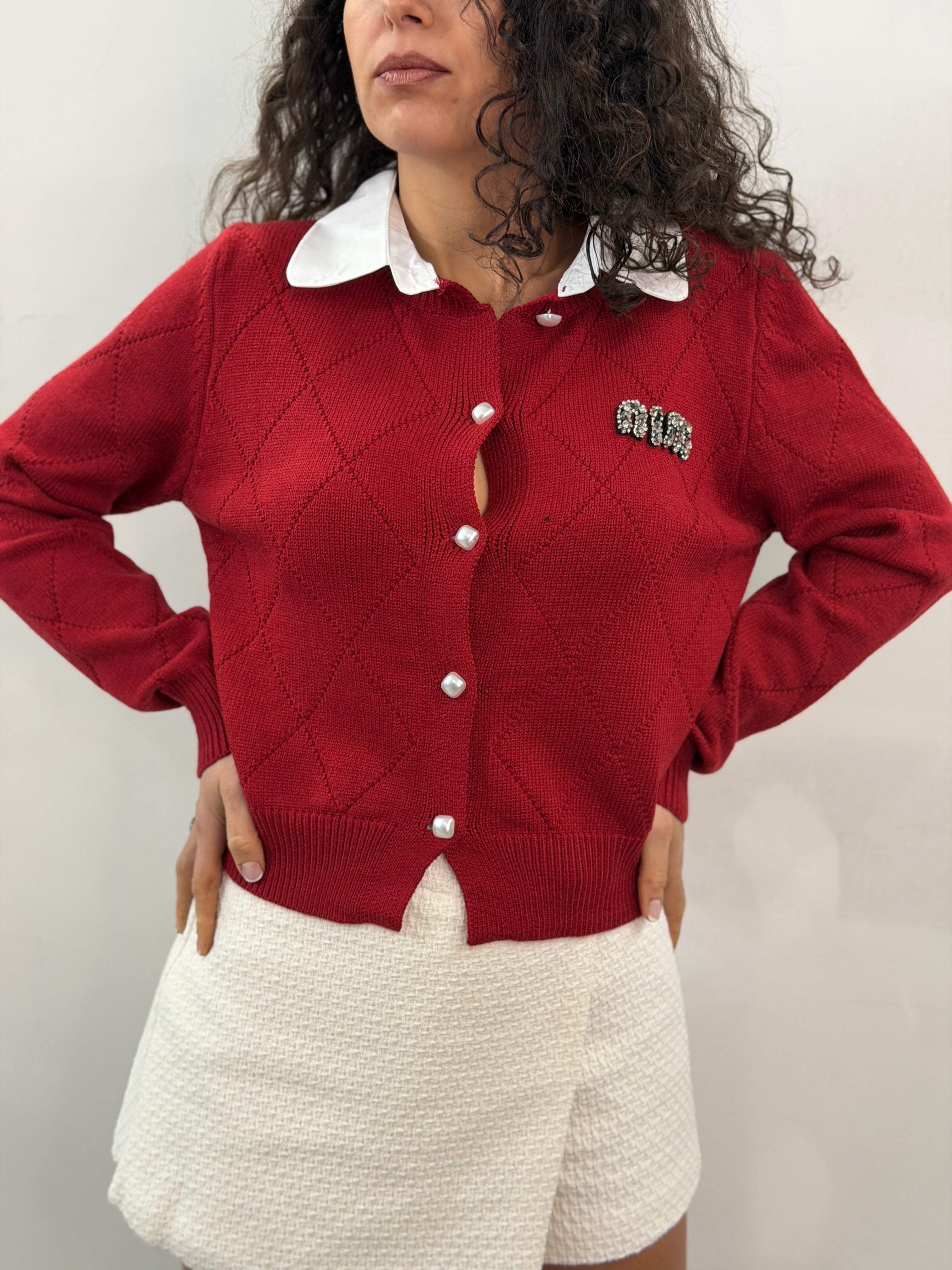 Cardigan MiuMiu Rosso