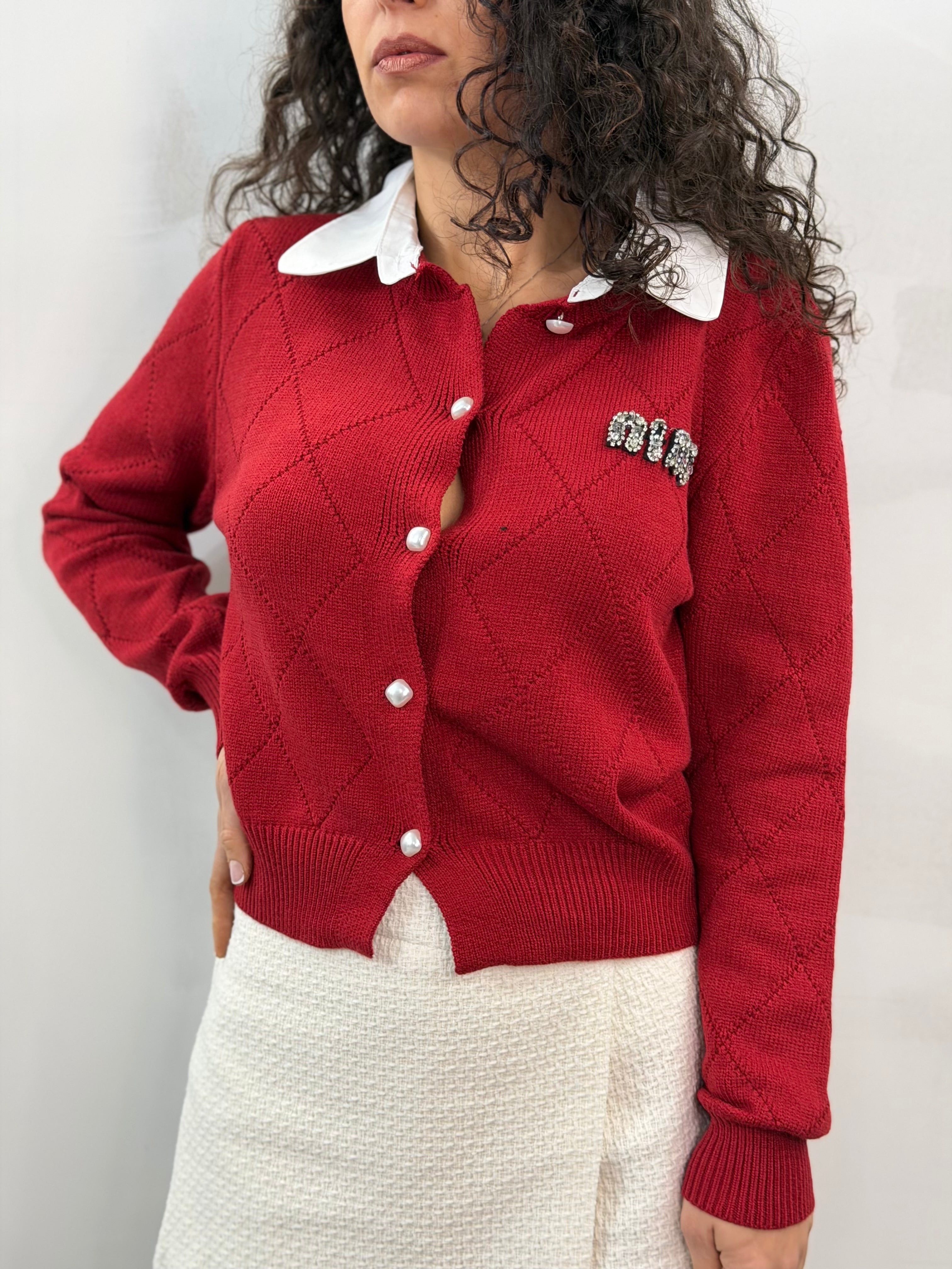 Cardigan MiuMiu Rosso