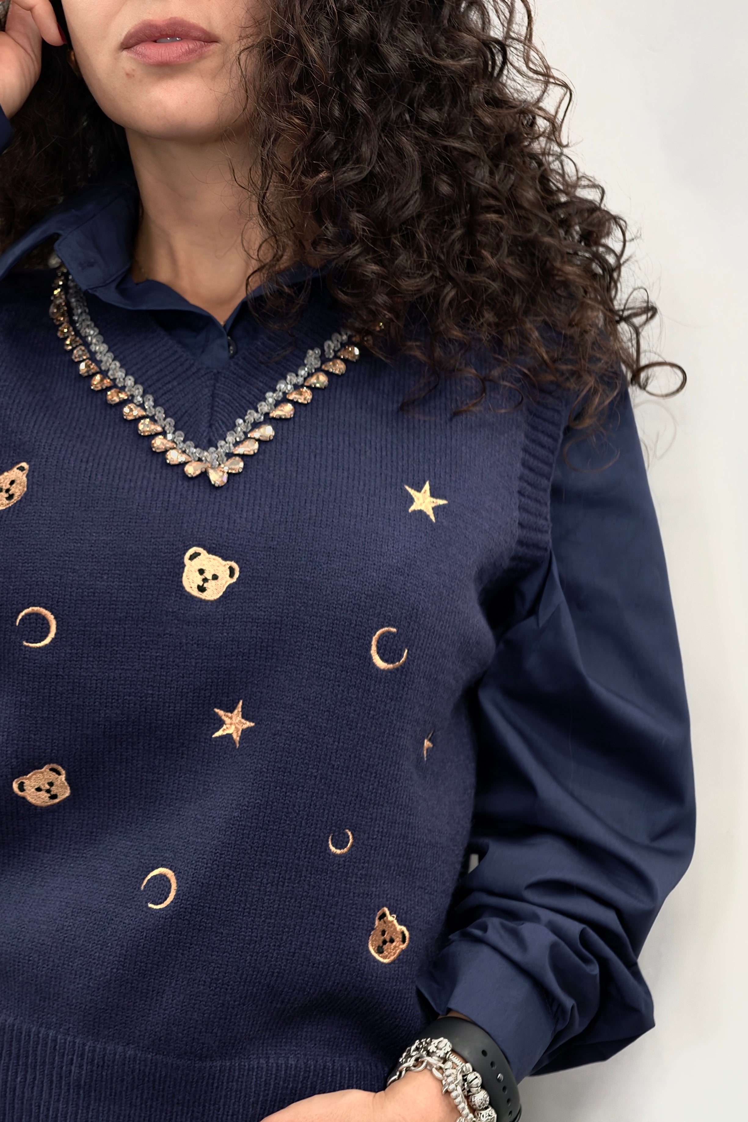 Gilet Camicia Teddy Blu