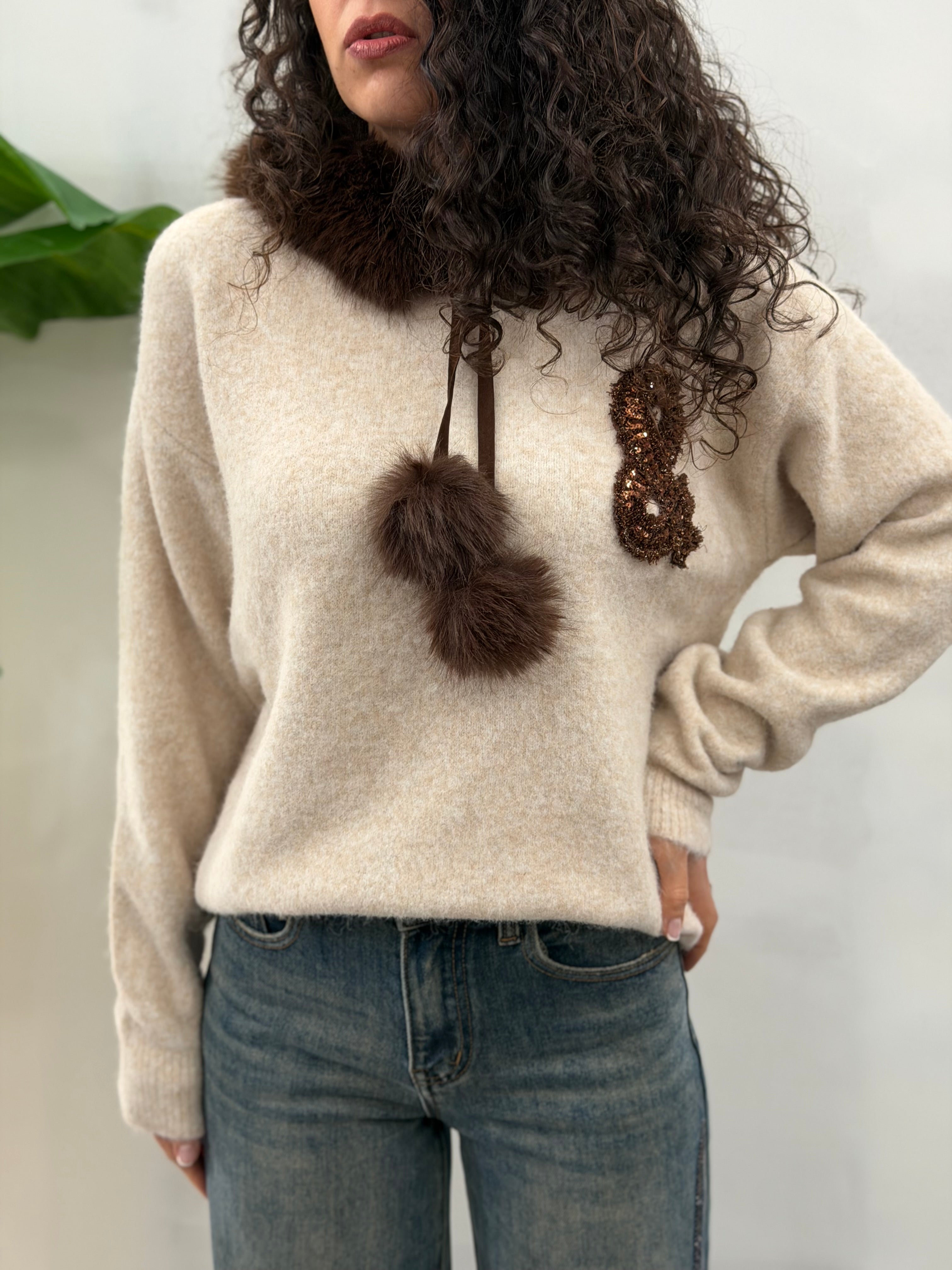 Maglione Rock&Roll Beige