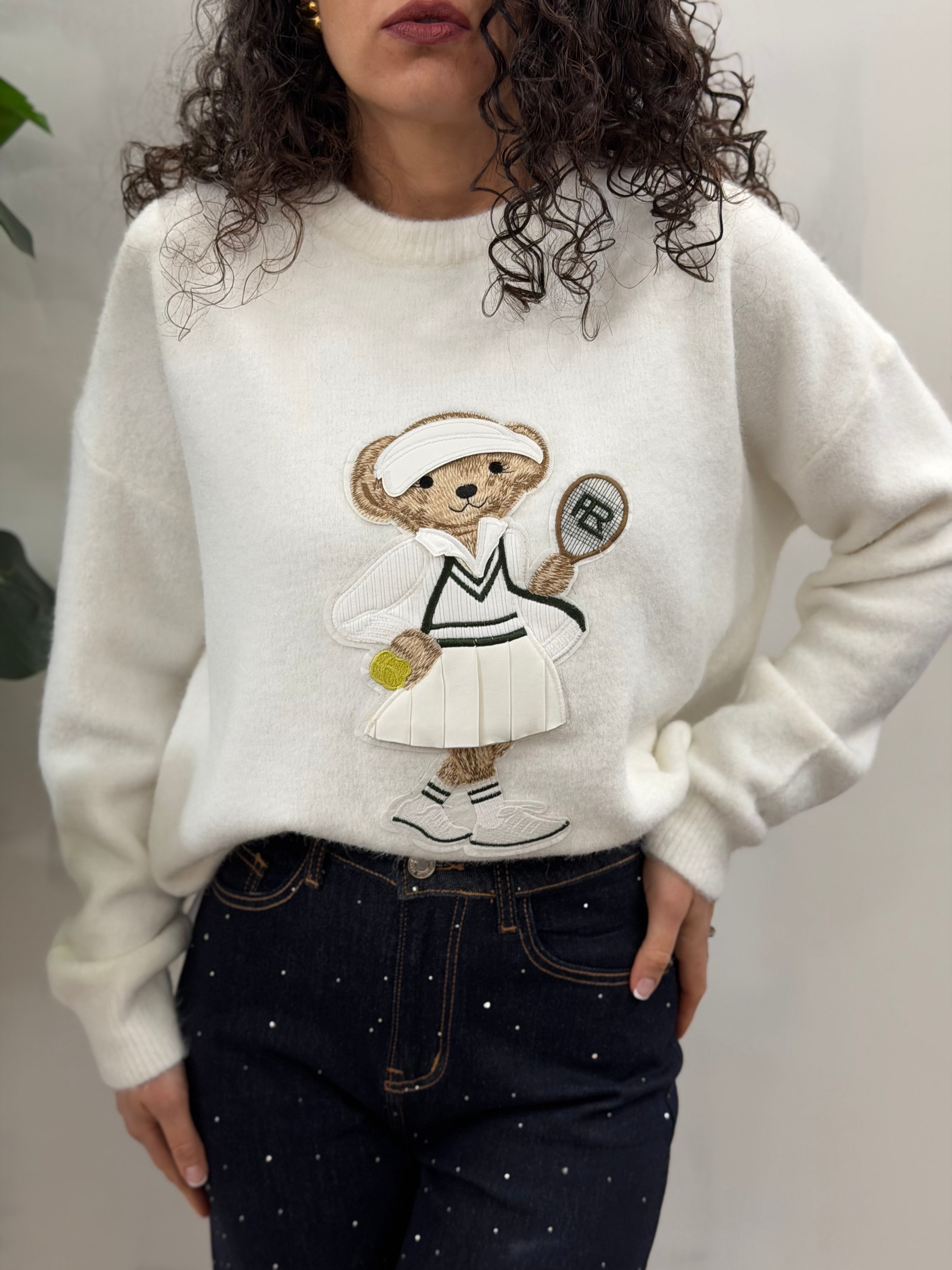 Pullover Bear Tennis Bianco