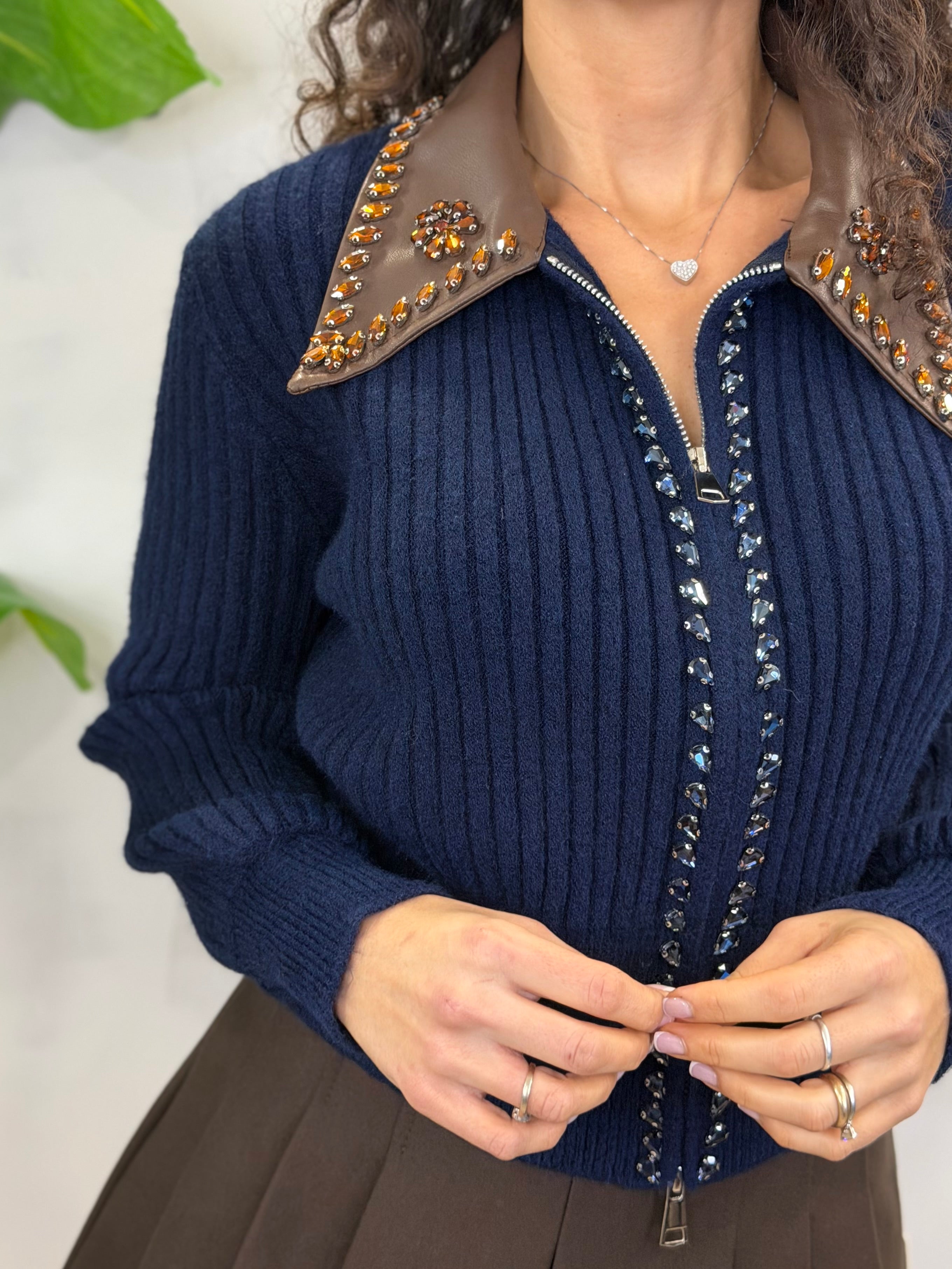 Pullover Zip Brilla Blu