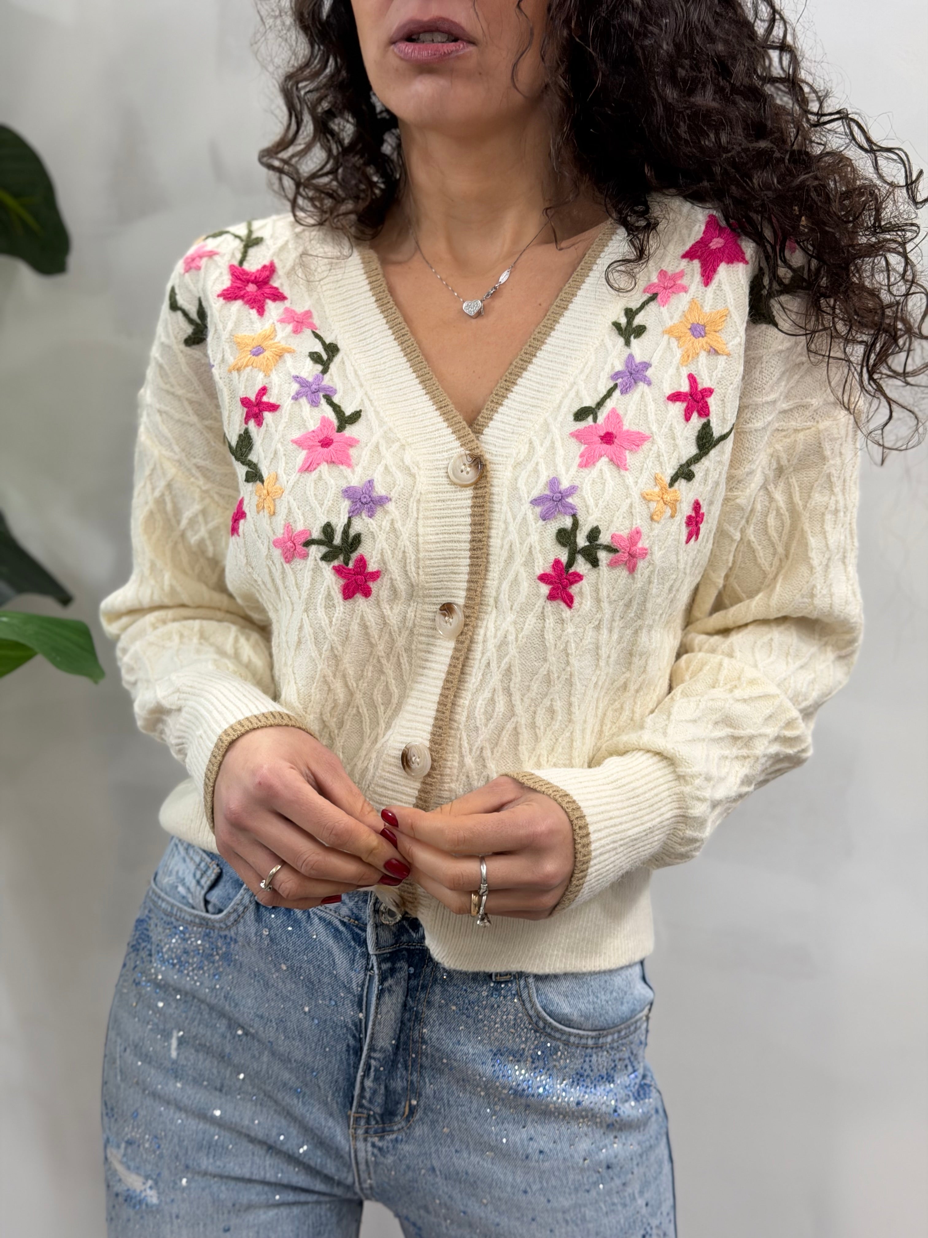 A-Story Cardigan Flowers