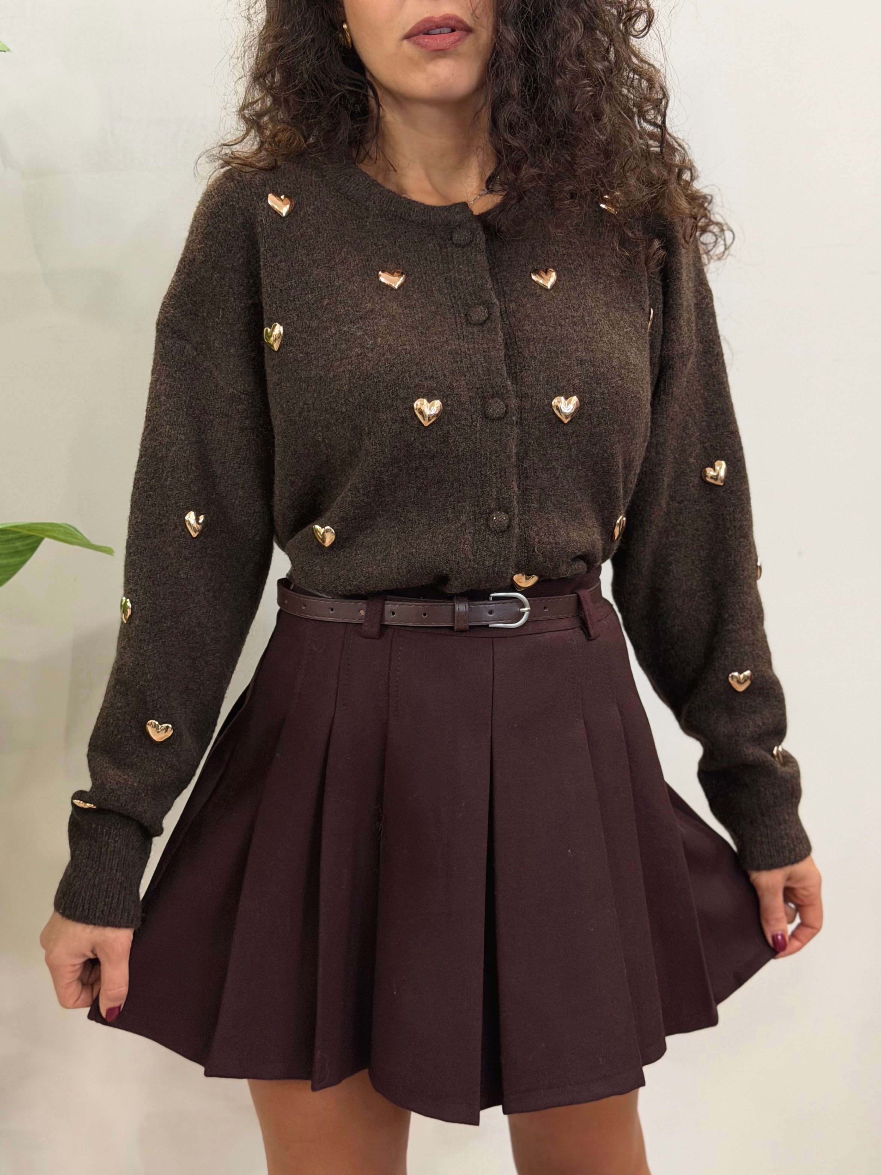 Cardigan Cœur Marrone