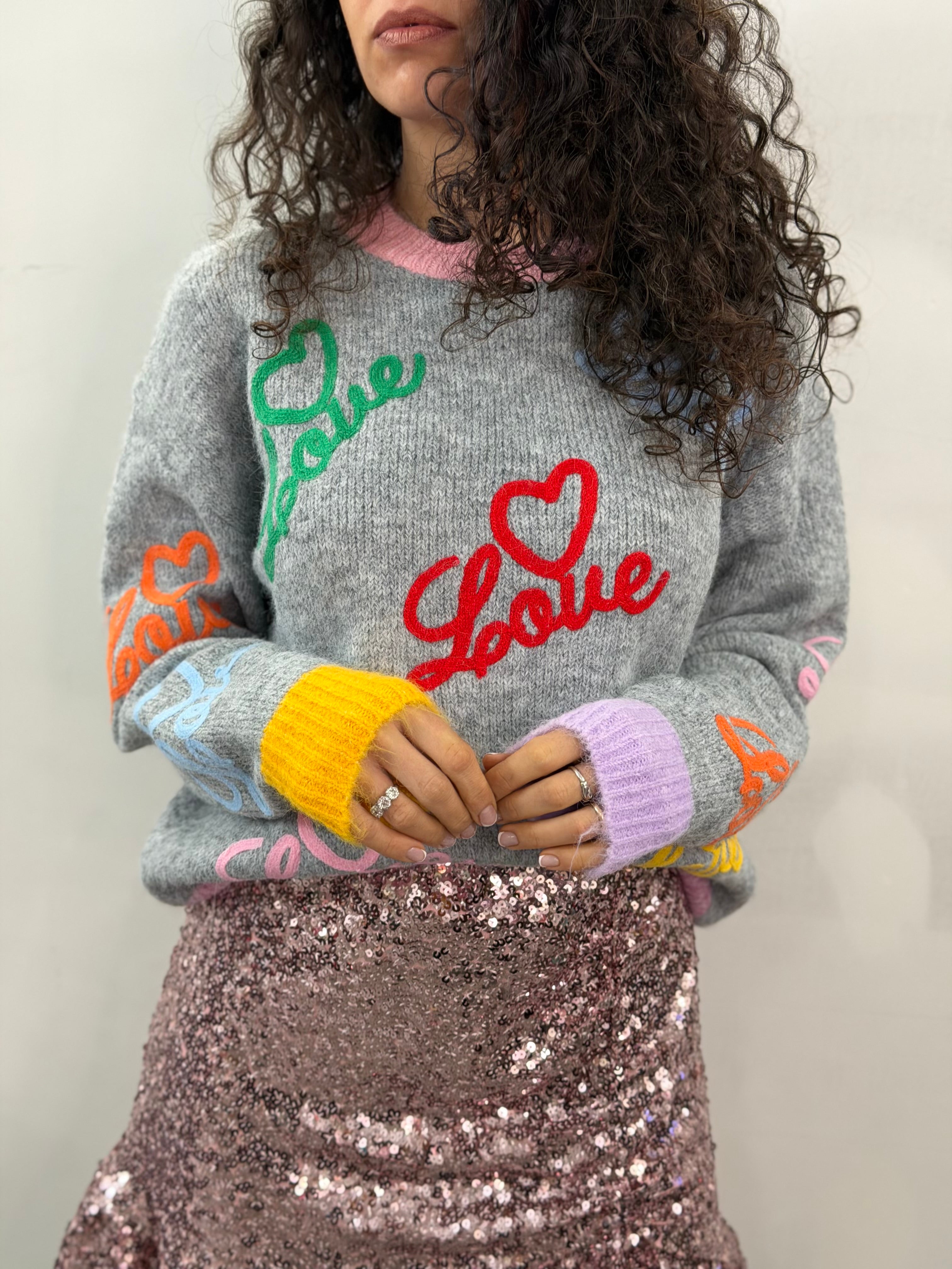 Maglione Love Grigio