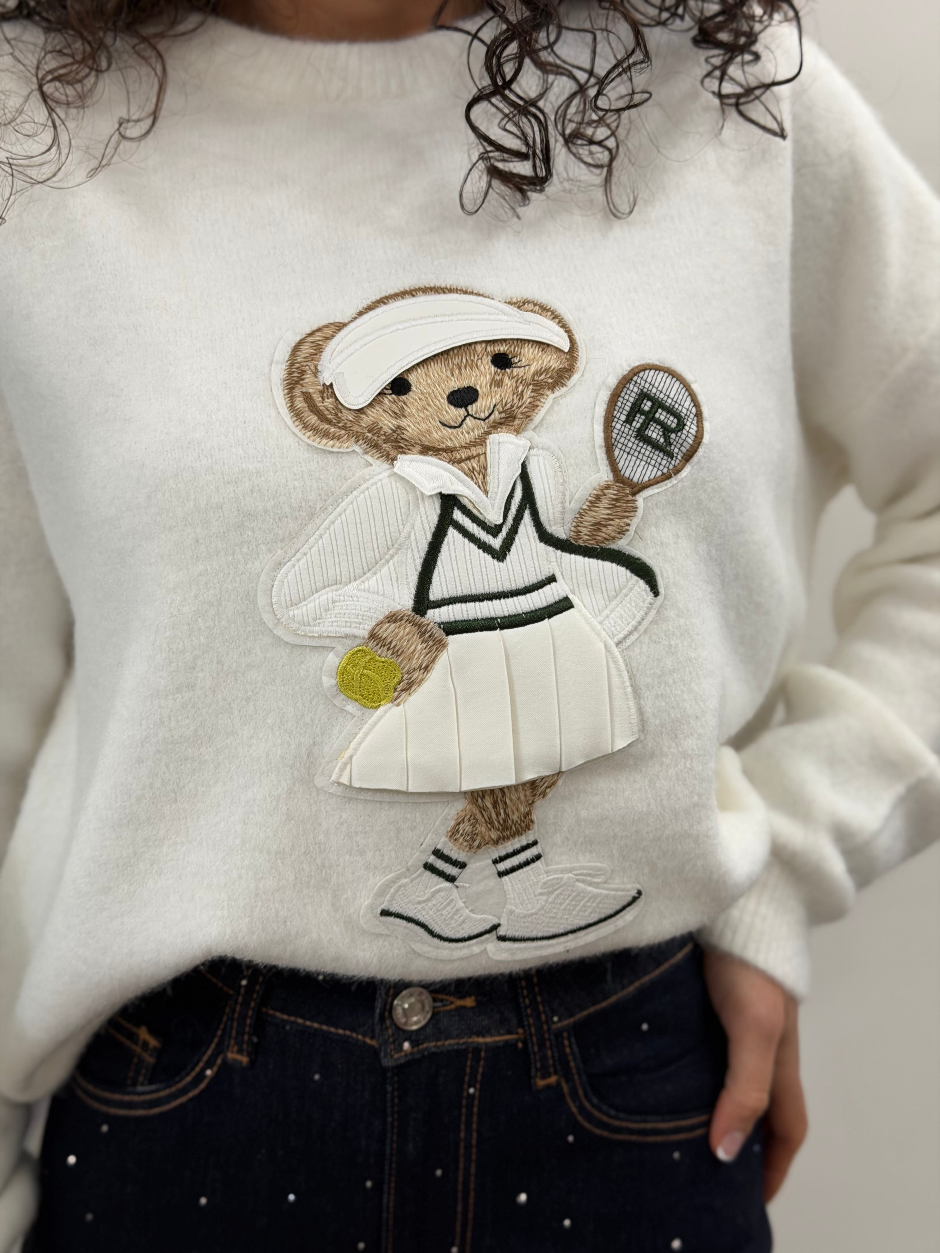 Pullover Bear Tennis Bianco