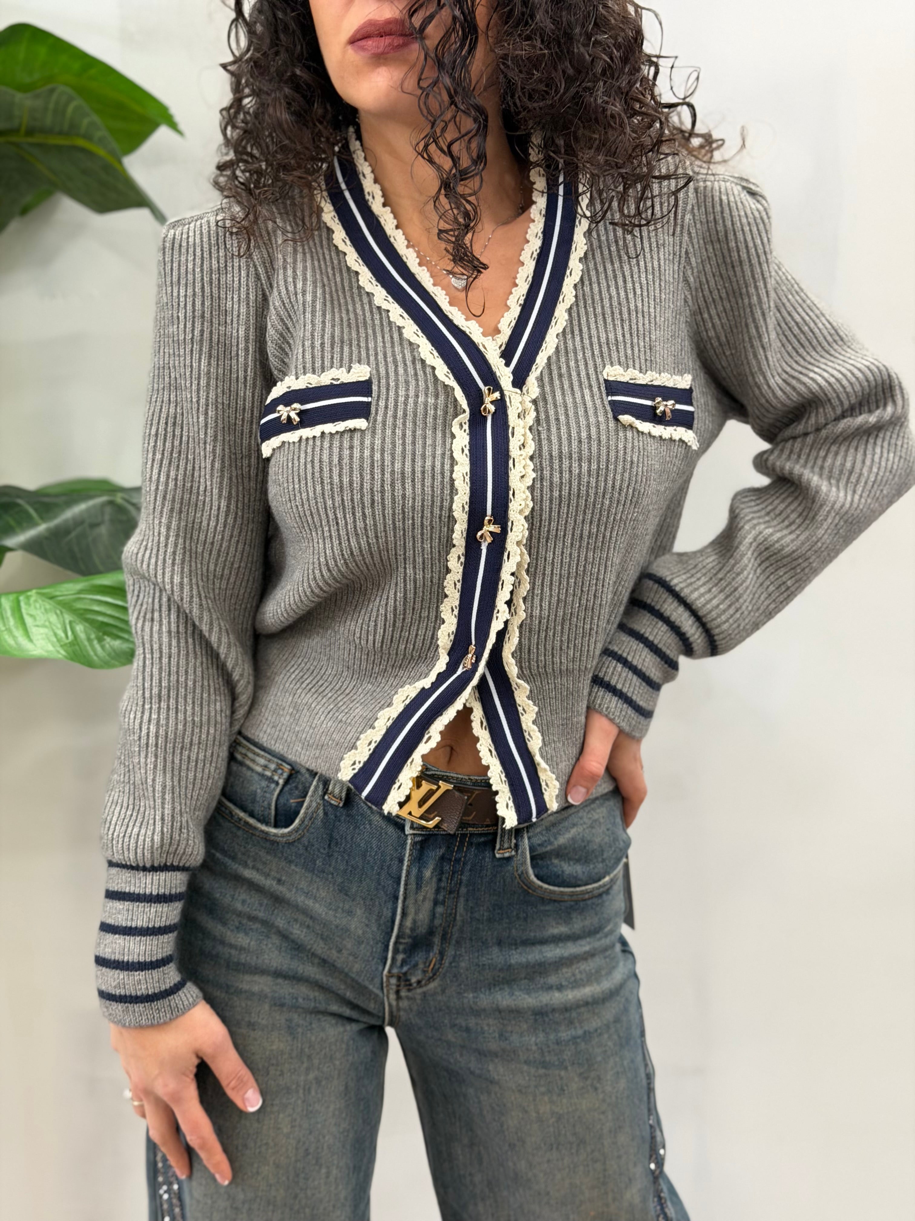 Cardigan Fiocchetti Grigio