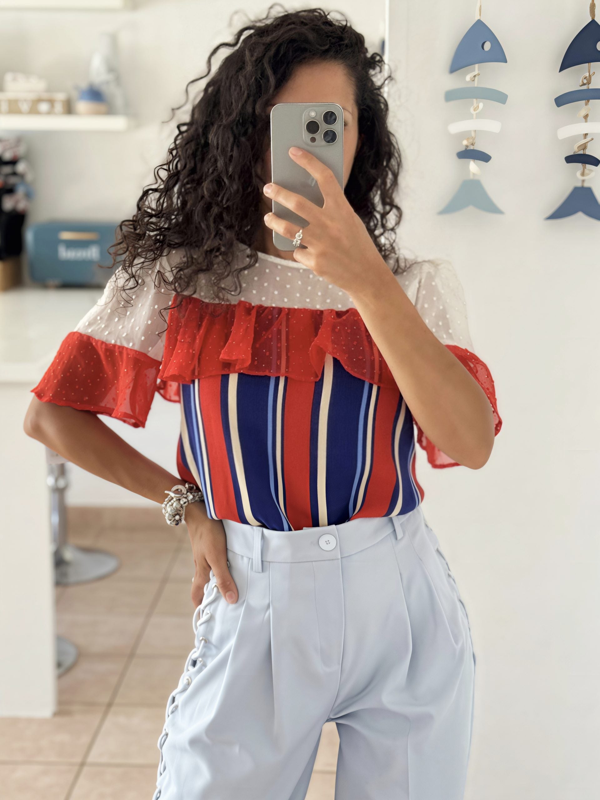 Roberta Biagi Blusa Righe Red