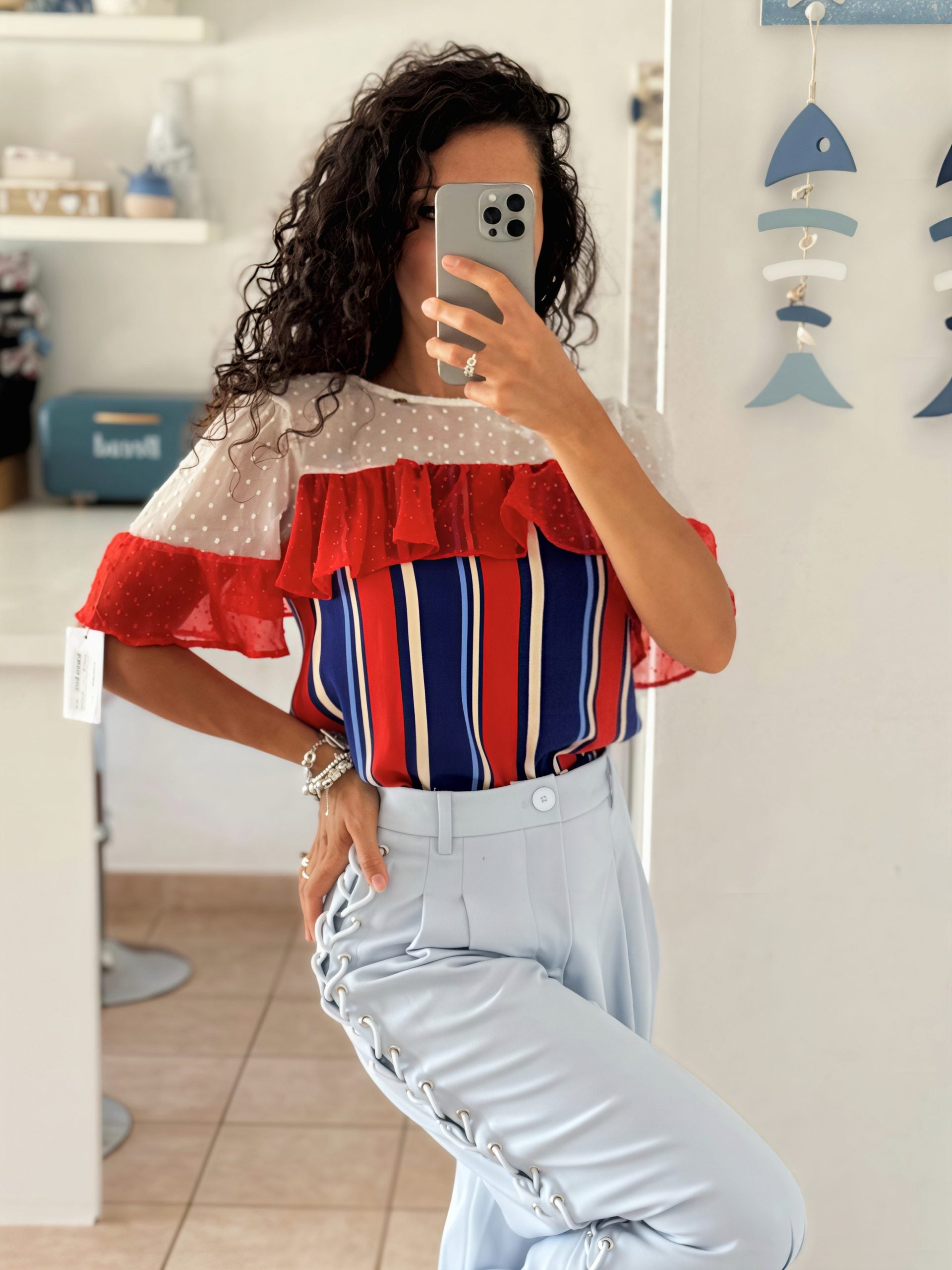 Roberta Biagi Blusa Righe Red