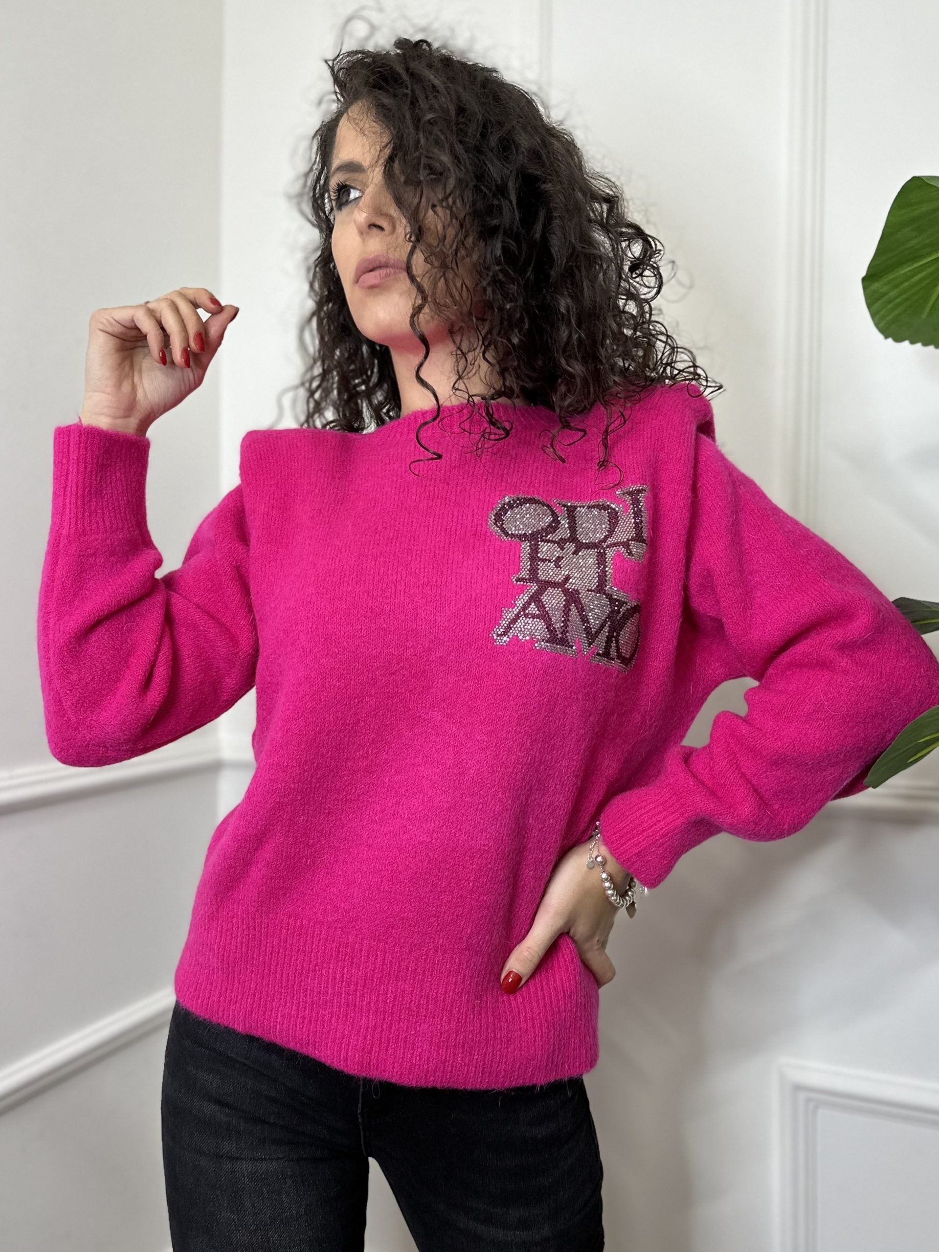 Odi et Amo Pull Logo Fucsia