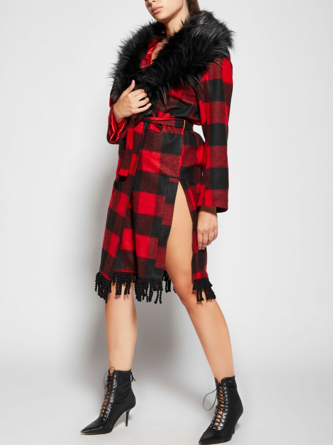 Giulia N. Cappotto Check con Frange