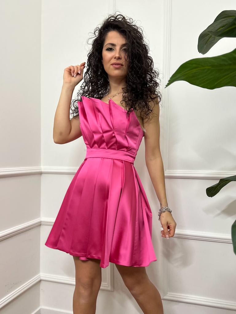 Miss You Abito Pieghe Fucsia