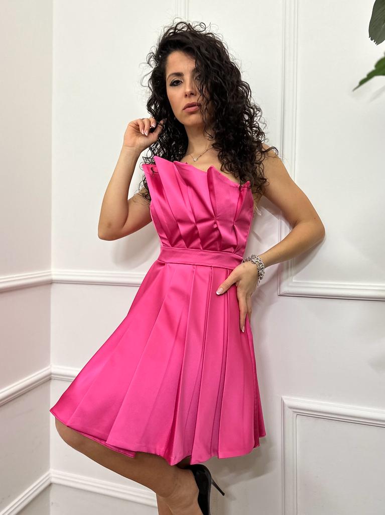 Miss You Abito Pieghe Fucsia